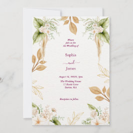 Blush Floral Gold Geometric wedding Einladung