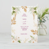 Blush Floral Gold Geometric wedding Einladung (Stehend Vorderseite)