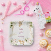 Blush Floral Gold Geometric wedding Pappteller (Party)