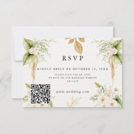 Blush Floral Gold Geometric wedding RSVP Karte