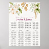 Blush Floral Gold Geometric wedding seating chart  Poster (Vorne)