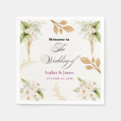 Blush Floral Gold Geometric wedding Serviette (Vorderseite)