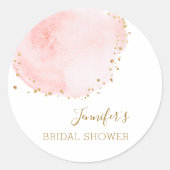 Blush Floral Gold Glitzer Dots Brautparty Runder Aufkleber (Vorderseite)