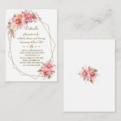 Blush Floral Gold Glitzer Rahmen Hochzeitsdetails Begleitkarte (Vorne/Hinten)