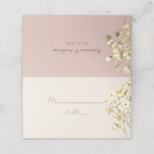 Blush Floral Gold Hochzeit Platzkarte (Außenseite Aufgefaltet)