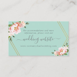 Blush Floral Gold Mint Green Wedding Website Begleitkarte