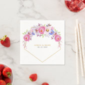 Blush Floral Gold Rahmen Hochzeitspapier Napkin Serviette (Beispiel)
