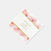 Blush Floral Gold Rahmen Wedding Serviette (Ecke)