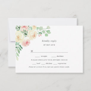 Blush Floral Greenery Auswahlmöglichkeiten Hochzei RSVP Karte