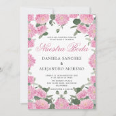 Blush Floral Greenery Nuestra Boda Spanish Wedding Einladung (Vorderseite)