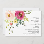 Blush Floral, Grün, Hochzeitsessen Probe Einladung (Vorderseite)