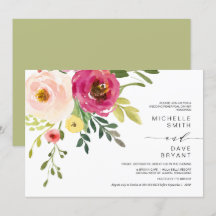 Blush Floral, Grün, Hochzeitsessen Probe