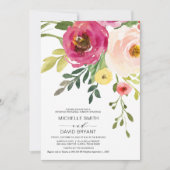 Blush Floral, Grün, Hochzeitsessen Probe Einladung (Vorderseite)