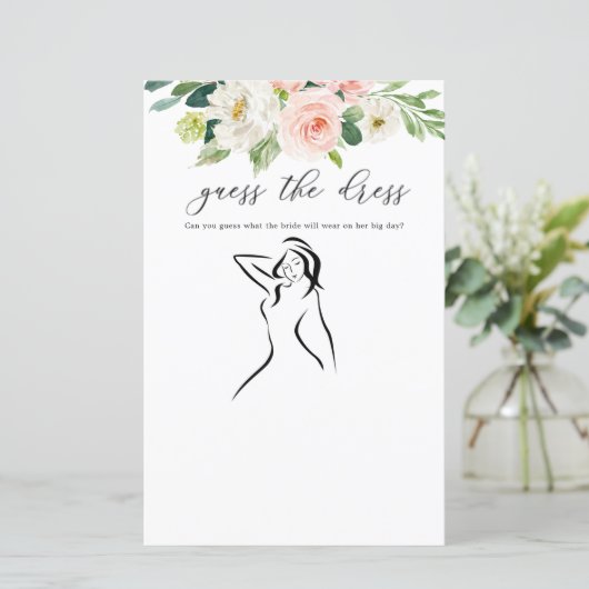 Blush Floral Gucken Die Dress Game Cards (Stehend Vorderseite)