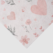 Blush Floral Heart Pattern Tissue Paper Seidenpapier (Detail)