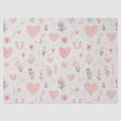 Blush Floral Heart Pattern Tissue Paper Seidenpapier (Vorderseite)