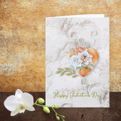 Blush Floral Heart with Baroque Plaster Texture Karte