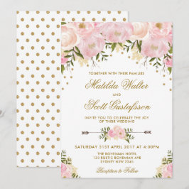 Blush Floral Hochzeit Einladung Pink Gold Blume