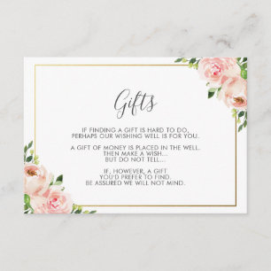 Blush Floral Hochzeit wünschend gut Begleitkarte