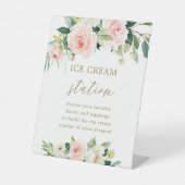 Blush Floral Ice Creme Bar Nachtisch Tafelschild Sockelschild (Vorderseite)