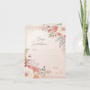 Blush Floral Lace Wedding Template Einladung