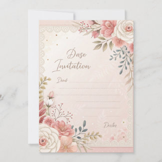 Blush Floral Lace Wedding Template Einladung