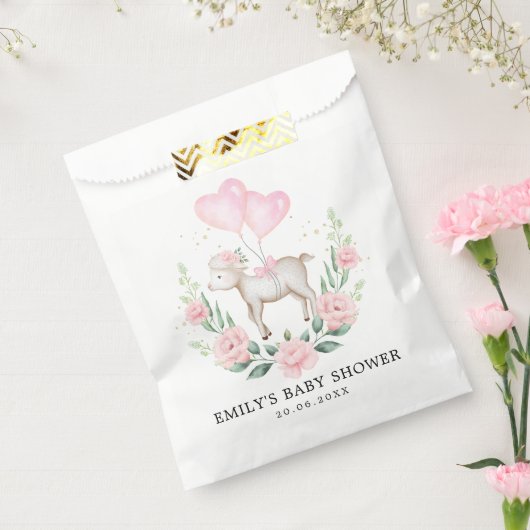 Blush Floral Lamb Baby Sheep Girl Dusche Geburtsta Geschenktütchen (Versiegelt)