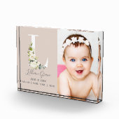 Blush Floral Letter L Foto Monogram Birth States (Rechts)