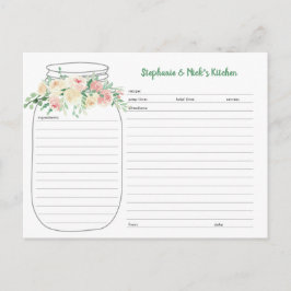 Blush Floral Mason Jar Neu verheiratete Rezeptions Ankündigungspostkarte