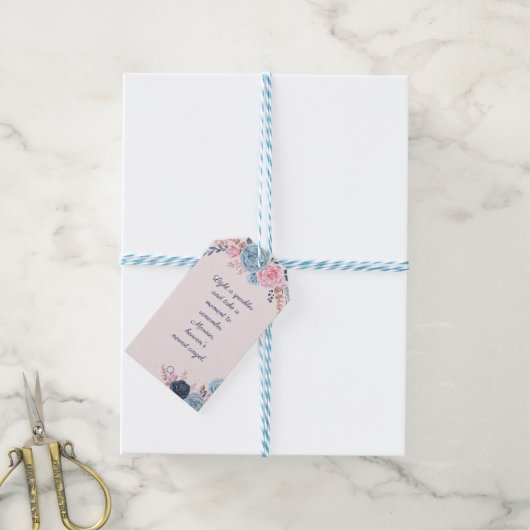 Blush floral Memorial Beerdigung Farewell Sparkler Geschenkanhänger (Mit Garn)