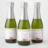 Blush Floral Mini Champagner Flasche Etikett (Flaschen)