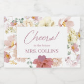 Blush Floral Mini Champagner Flasche Etikett (Einzelnes Label)