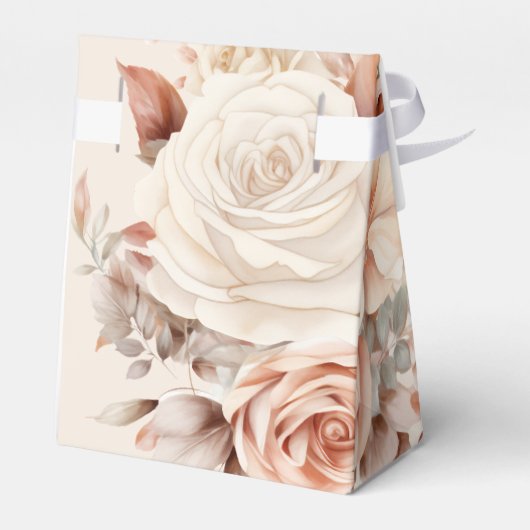 Blush Floral Mocha Mousse Monogram Wedding Geschenkschachtel (Rückseite)