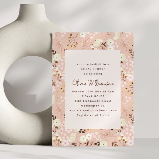 Blush Floral Modern Romantic Bridal Shower Einladung