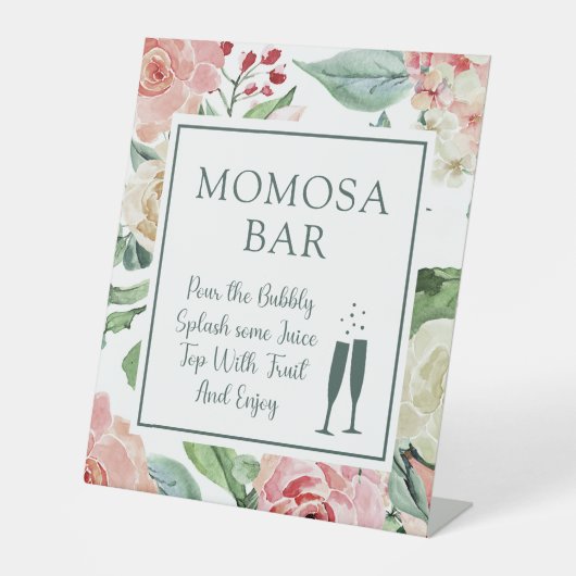Blush Floral Momosa Bar Sockelschild (Vorderseite)