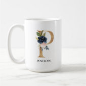 Blush Floral Monogram Letter "P" Personalisiert Kaffeetasse (Links)