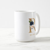 Blush-Floral Monogram Letter "R" Personalisiert Kaffeetasse (VorderseiteRechts)
