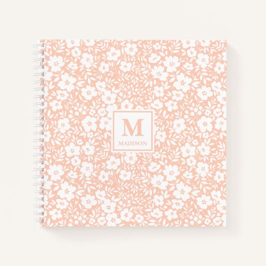 Blush Floral Monogram Notebook Journal Notizblock (Vorderseite)