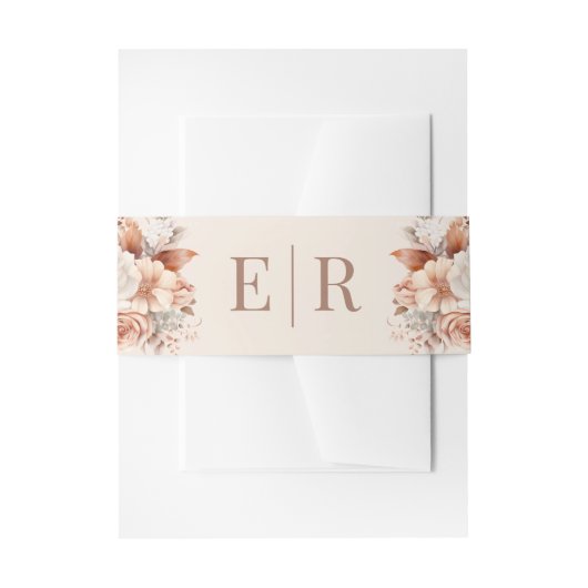 Blush Floral Monogram Wedding Einladungsbanderole (Vorderseite Beispiel)