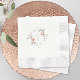 Blush Floral Monogram Wedding Napkins Serviette