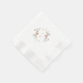 Blush Floral Monogram Wedding Napkins Serviette (Ecke)