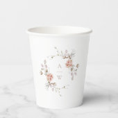 Blush Floral Monogram Wedding Paper Cup  Pappbecher (Rückseite)