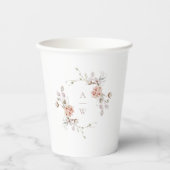 Blush Floral Monogram Wedding Paper Cup  Pappbecher (Vorderseite)