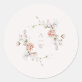 Blush Floral Monogram Wedding Sticker (Vorderseite)