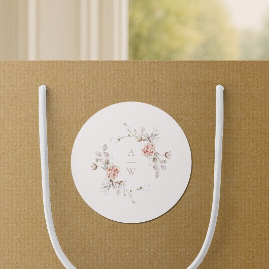 Blush Floral Monogram Wedding Sticker