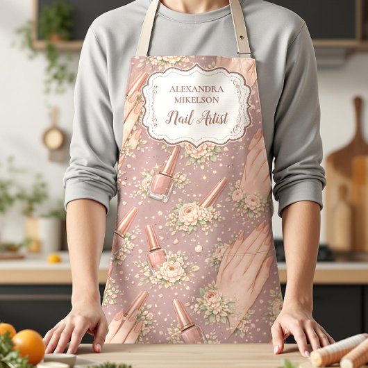 Blush Floral Nageltechniker-Geschäft Schürze