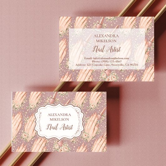 Blush Floral Nageltechniker-Geschäft Visitenkarte