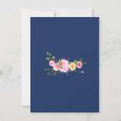 Blush Floral Navy Blue Brautparty Einladung (Rückseite)