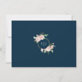 Blush Floral Navy Flat Save the Date Karte (Rückseite)