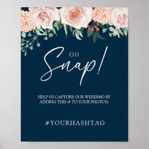 Blush Floral Navy Hochzeit Oh Snap Poster